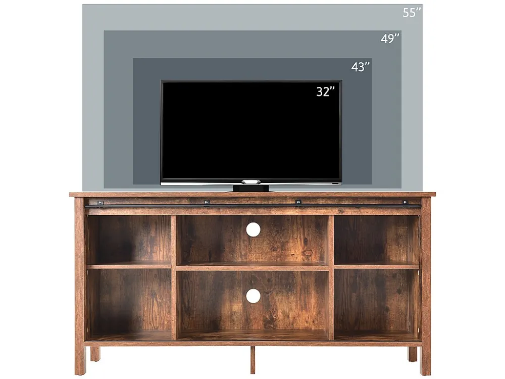 TV-meubel 120 cm - 2 schuifdeuren en 2 nissen - MDF en metaal - bruin Merax