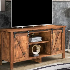 TV-meubel industriële stijl met 2 schuifdeuren - Verstelbare plank - Voor TV's tot 50" - Vintage bruin Merax