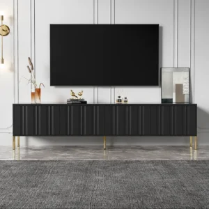 TV-meubel met 4 deuren - 170 x 38 x 48 cm - MDF hout en spaanplaat - Zwart Merax