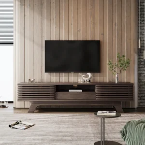 TV-meubel met 2 deuren, 1 lade en 1 nis - Spaanplaat - 150 x 40 x 44,5 cm - Naturel Merax