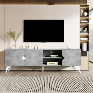 TV-meubel met 3 deuren en opbergplanken - Spaanplaat - 160 x 40 x 51 cm - Grijs Merax
