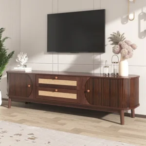 TV-meubel met 2 lades en 3 schuifdeuren - 170 x 39,5 x 46 cm - Spaanplaat - Bruin Merax