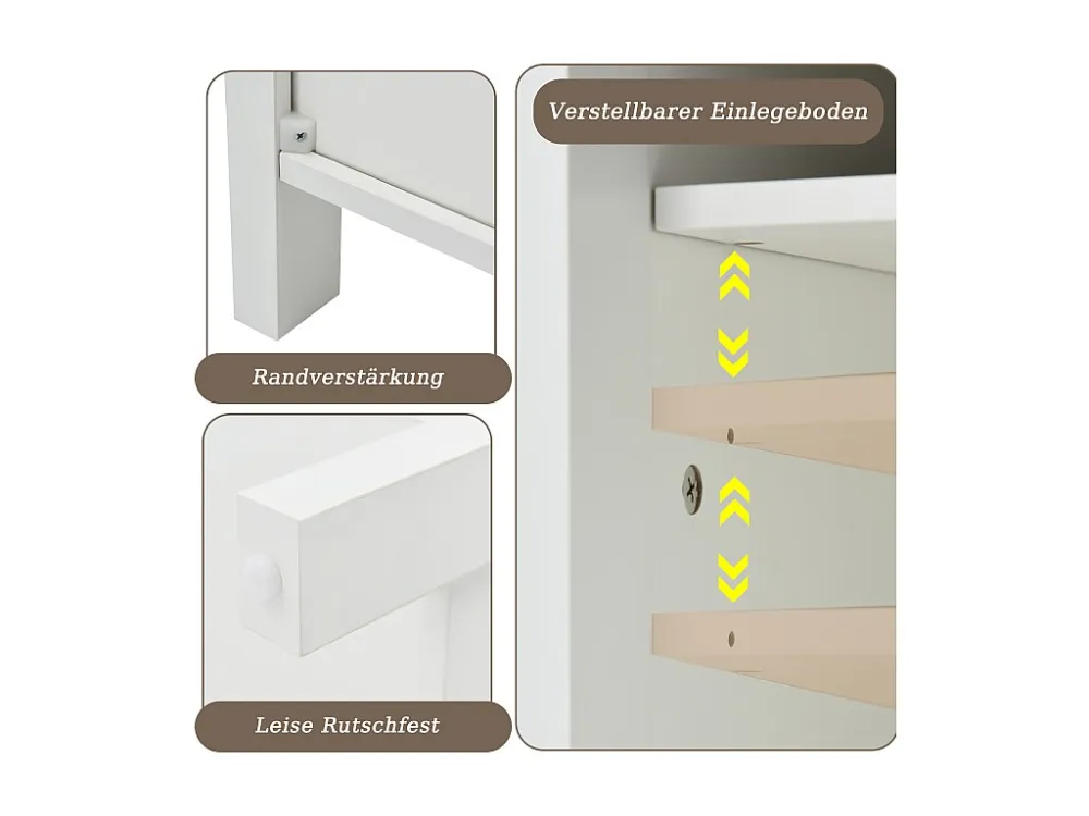 TV-meubel met 2 schuifdeuren, laag dressoir, verstelbare planken, MDF hout, wit, 120 x 40 x 60,5 cm Merax