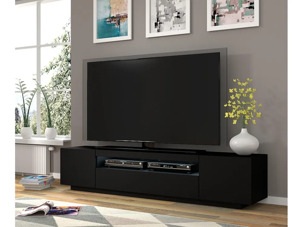 Tv Meubel AURA RTV200 3D 200x37x42 Zwart