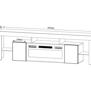 Tv Meubel SOLEO RTV200 2D 200x35x57 Zwart