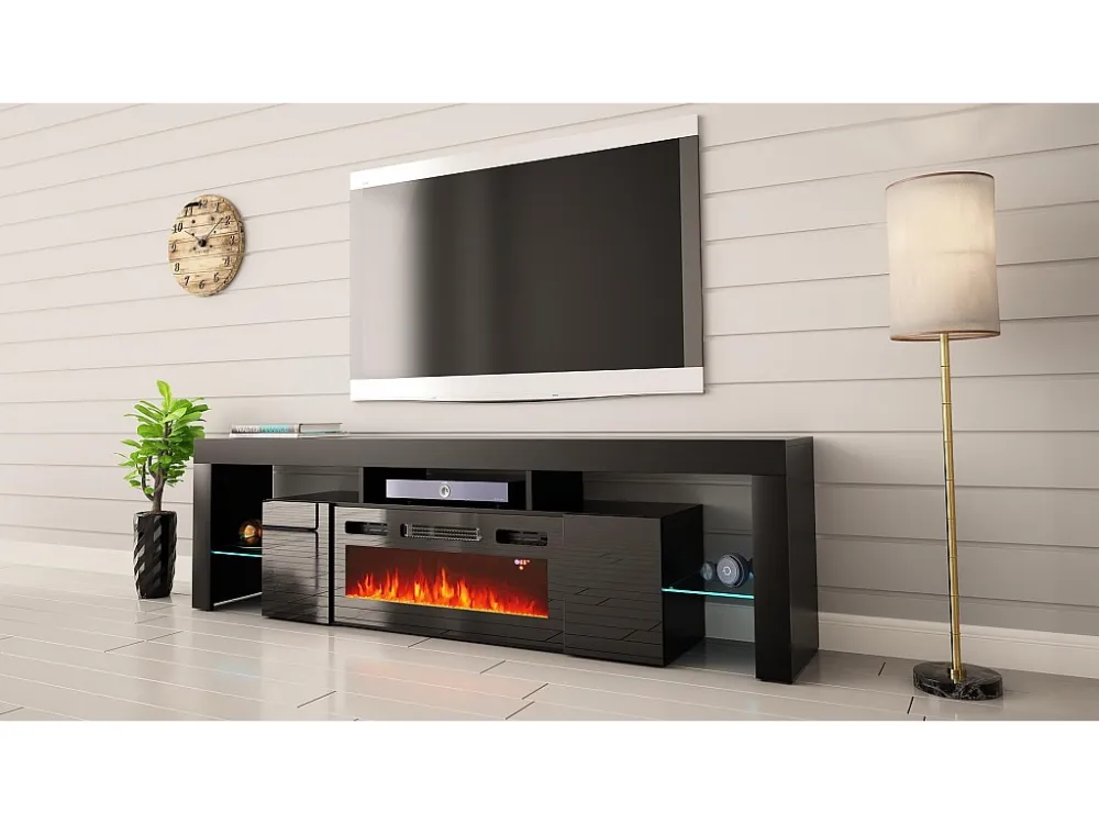 Tv Meubel SOLEO RTV200 2D 200x35x57 Zwart