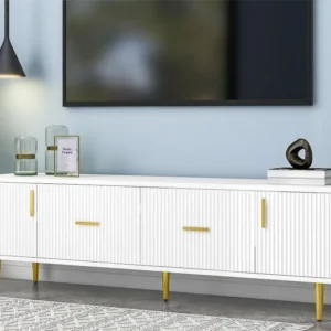 Eigentijds Scandinavisch tv-meubel 170 cm voor 70" tv - 2 deuren en 2 laden - Wit ModernLuxe