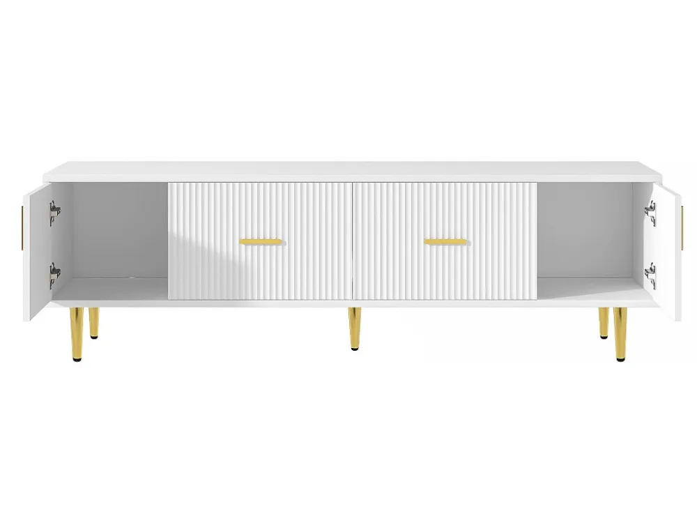 Eigentijds Scandinavisch tv-meubel 170 cm voor 70" tv - 2 deuren en 2 laden - Wit ModernLuxe