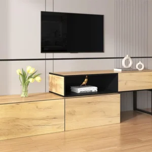 Set van 2 modulaire tv-kasten - 3 lades - spaanplaat - Naturel ModernLuxe