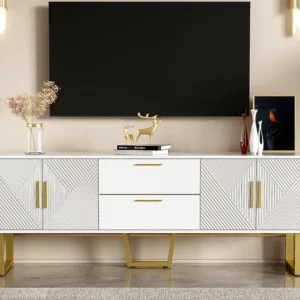 TV-meubel 170 cm - 2 laden en 4 vakken - moderne stijl - Wit ModernLuxe