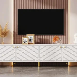 TV-meubel L 170cm - 4 deuren - spaanplaat & MDF - Wit ModernLuxe