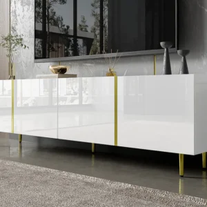 TV-meubel L 170cm - met 4 deuren - MDF - Wit ModernLuxe