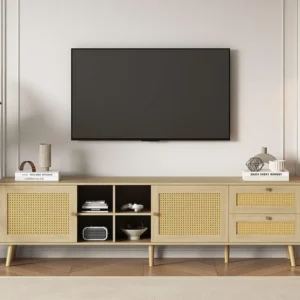 TV-meubel 180 cm - 2 deuren en 2 laden - spaanplaat - Naturel ModernLuxe