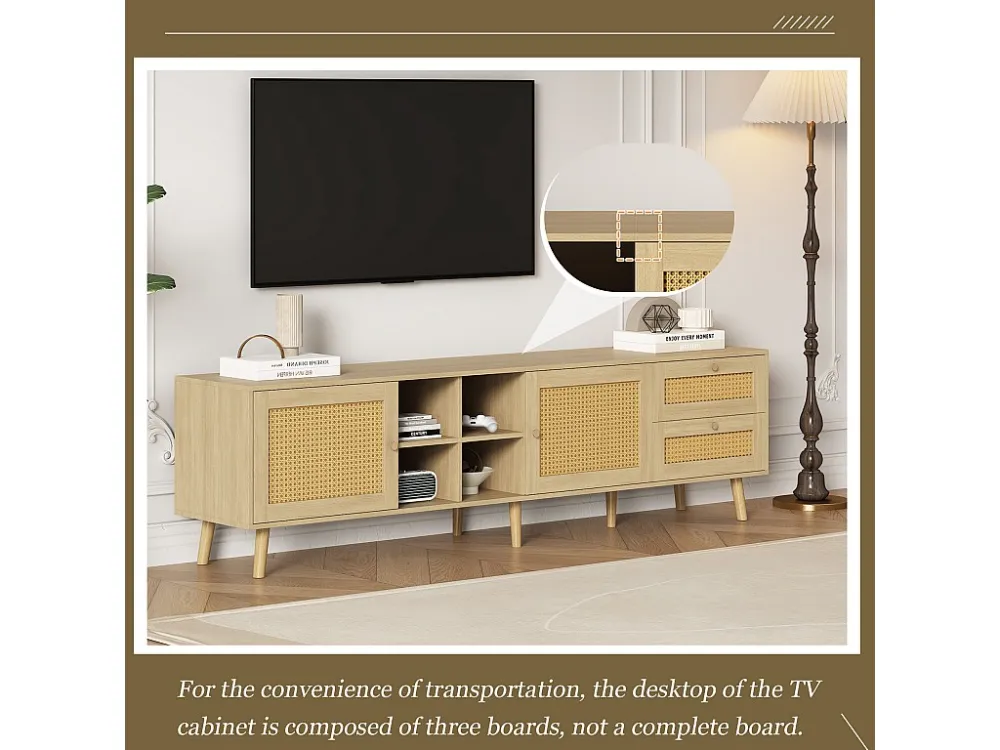 TV-meubel 180 cm - 2 deuren en 2 laden - spaanplaat - Naturel ModernLuxe