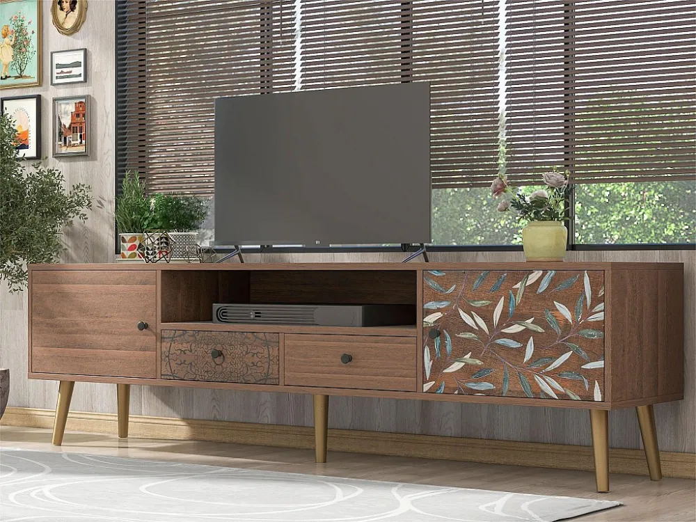 TV-meubel 180 cm - 2 vakken + 2 lades - Bruin ModernLuxe