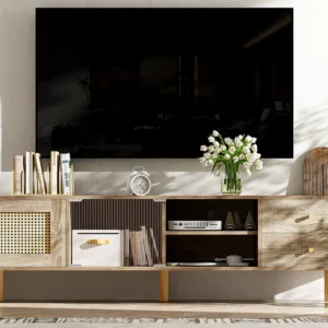 TV-meubel deeltjesringen - 1 deur & 2 laden & 3 vakken - Naturel ModernLuxe