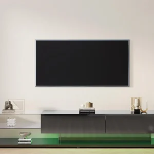 TV-meubel van 170 cm met LED en glazen scheidingswand - 2 lades - Zwart ModernLuxe