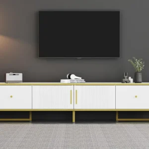 TV-meubel van 180 cm voor 80" TV - 2 deuren en 2 laden - Wit ModernLuxe
