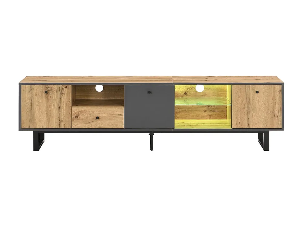TV-meubel van 190 cm met LED - 6 scheidingswanden en 1 lade - Naturel ModernLuxe