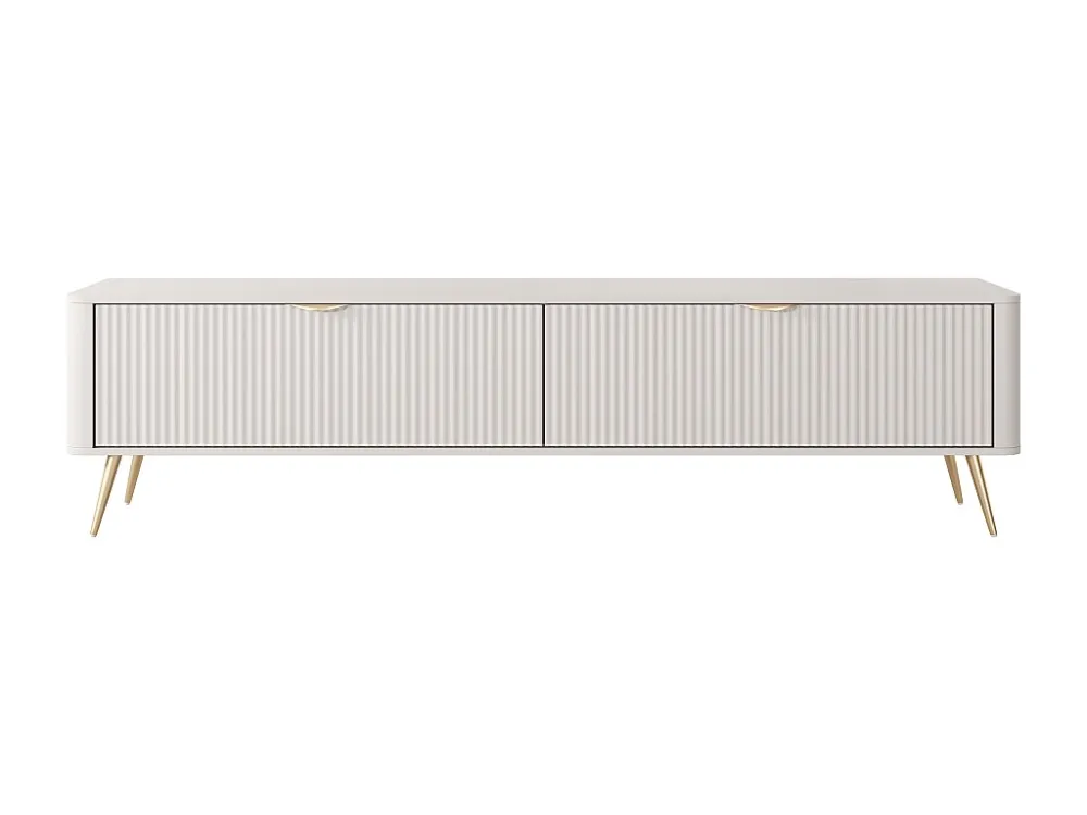 Tv-meubel met 2 deurtjes van mdf - Beige en goudkleurig - ELONARIA van Pascal Morabito