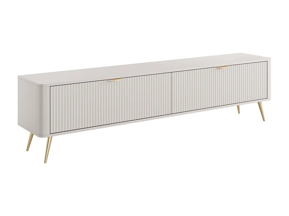 Tv-meubel met 2 deurtjes van mdf - Beige en goudkleurig - ELONARIA van Pascal Morabito