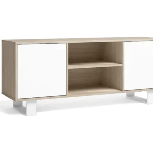 Televisiemeubels, Windmodel, 137x40x57cm, Eetkamer, Eik en wit, Moderne stijl Skraut Home