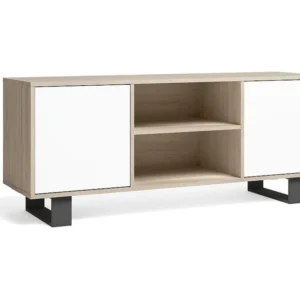 Televisiemeubels, Windmodel, 137x40x57cm, Eetkamer, Eik en wit, Moderne stijl Skraut Home