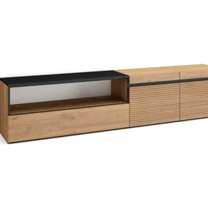 TV-Meubel, Lowboard, 200x45x35cm, Voor tv's tot 80", TV-Tafel, Eiken Skraut Home