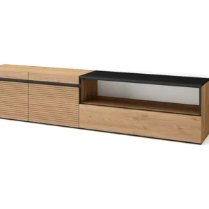 TV-Meubel, Lowboard, 200x45x35cm, Voor tv's tot 80", TV-Tafel, Eiken Skraut Home