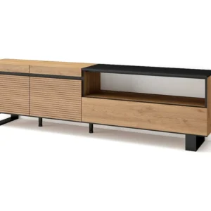 TV-Meubel, Lowboard, 200x57x35cm, Voor tv's tot 80", Industrieel design, Eiken Skraut Home