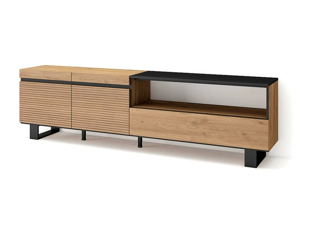 TV-Meubel, Lowboard, 200x57x35cm, Voor tv's tot 80", Industrieel design, Eiken Skraut Home