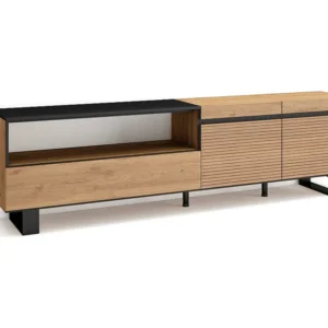 TV-Meubel, Lowboard, 200x57x35cm, Voor tv's tot 80", Industrieel design, Eiken Skraut Home