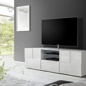 Tv-meubel CALISTO - Met leds - 2 deuren & 1 lade - Wit gelakt