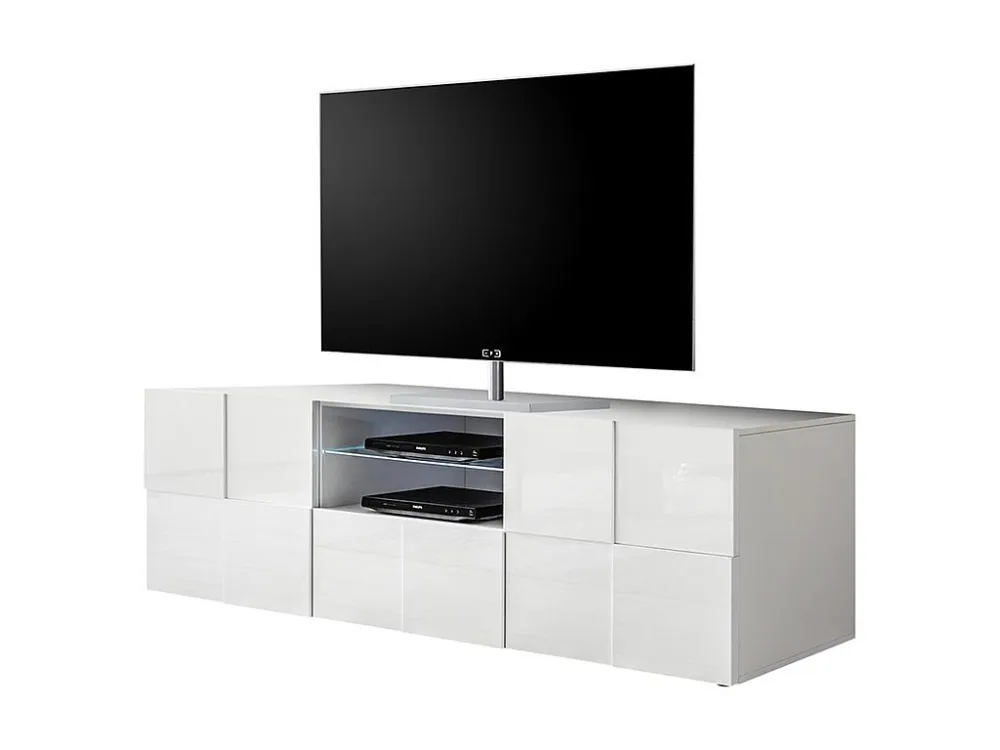 Tv-meubel CALISTO - Met leds - 2 deuren & 1 lade - Wit gelakt
