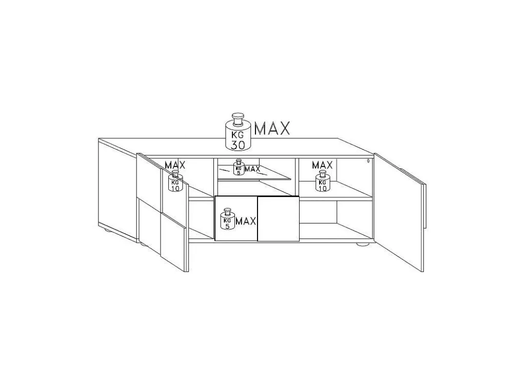 Tv-meubel CALISTO - Met leds - 2 deuren & 1 lade - Wit gelakt