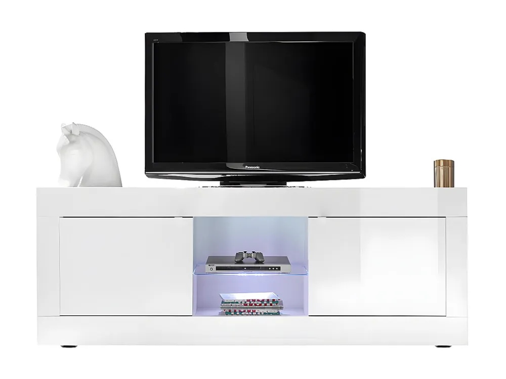 Tv-meubel COMETE - Met leds - Twee deuren - Wit gelakt