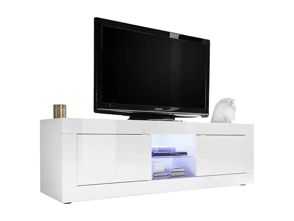 Tv-meubel COMETE - Met leds - Twee deuren - Wit gelakt