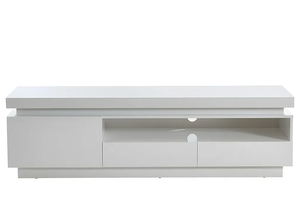 Tv-meubel EMERSON - 1 deur en 2 laden - Leds - Wit gelakt