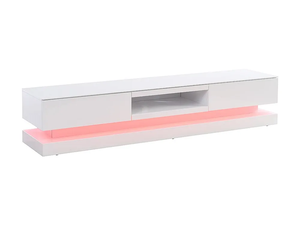 TV-meubel FIRMAMENT - Wit gelakt MDF - LEDs - 2 lades en 1 nis