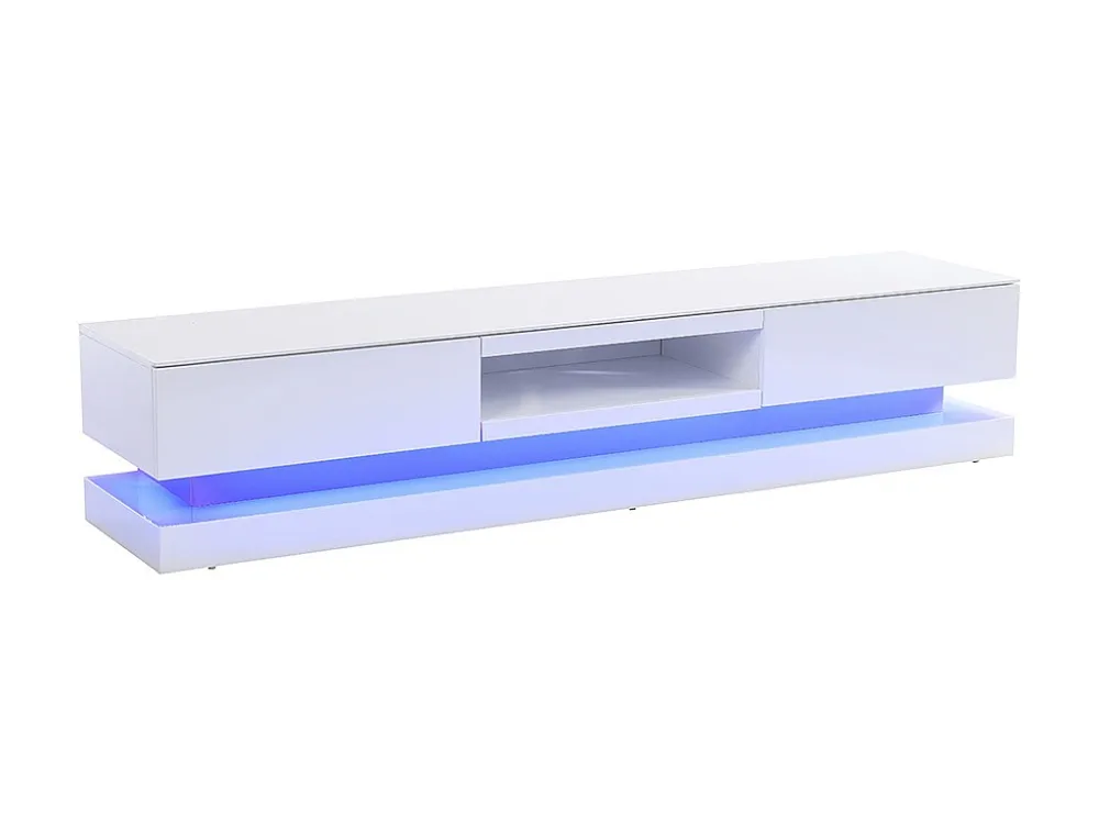 TV-meubel FIRMAMENT - Wit gelakt MDF - LEDs - 2 lades en 1 nis