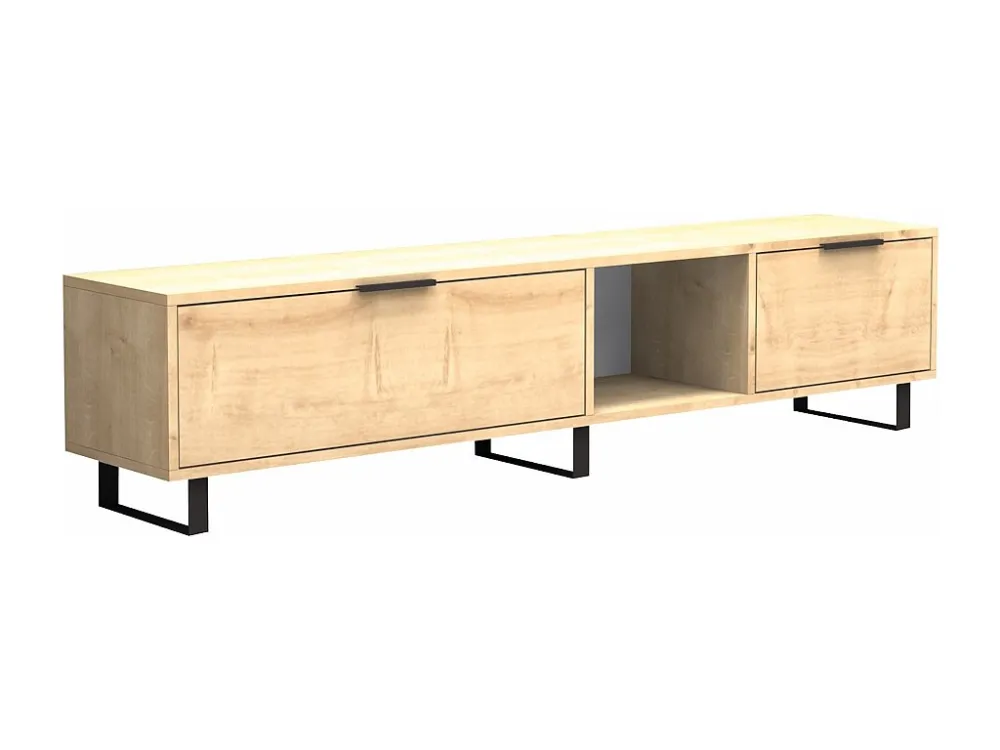 Tv-meubel met 2 deuren en 1 nis - Naturel - MIDALIA