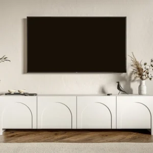 Tv-meubel met 4 deuren van mdf - Kleur: wit - DELANYA
