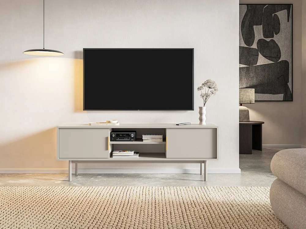 Tv-meubel met 2 deurtjes en 2 nissen - Beige - DABRIANA