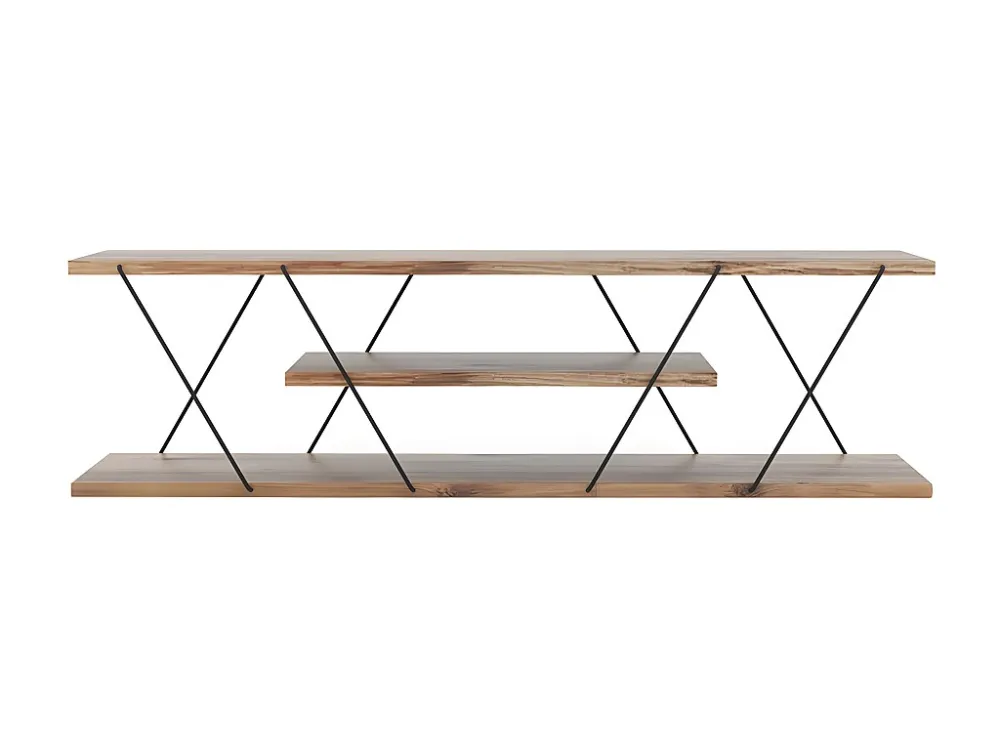 TV-meubel met 2 legplanken - Naturel en zwart - DELORY - Koop nu eenvoudig online