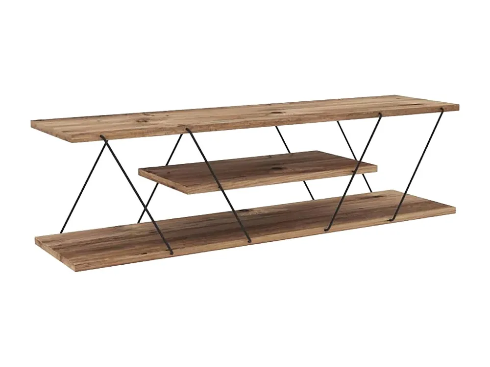 TV-meubel met 2 legplanken - Naturel en zwart - DELORY - Koop nu eenvoudig online