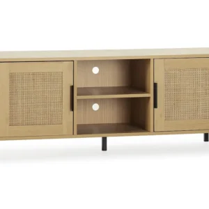 TV-meubel Cruz 2 deuren Eiken kleur met natuurlijk riet, 120 cm VS Venta-stock