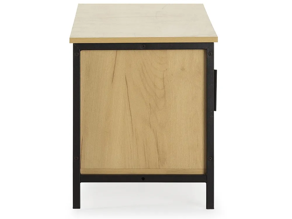 TV-meubel Cruz 2 deuren Eiken kleur met natuurlijk riet, 120 cm VS Venta-stock