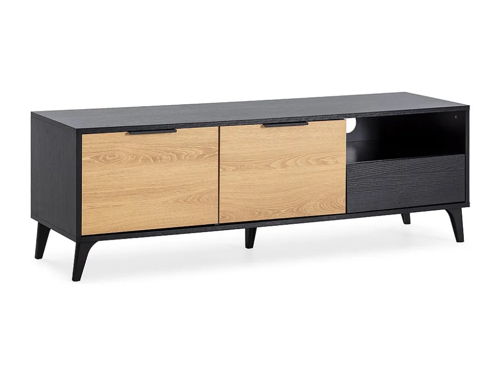 Tv-meubel Kalma 2 deuren 1 lade zwart/eiken VS Venta-stock