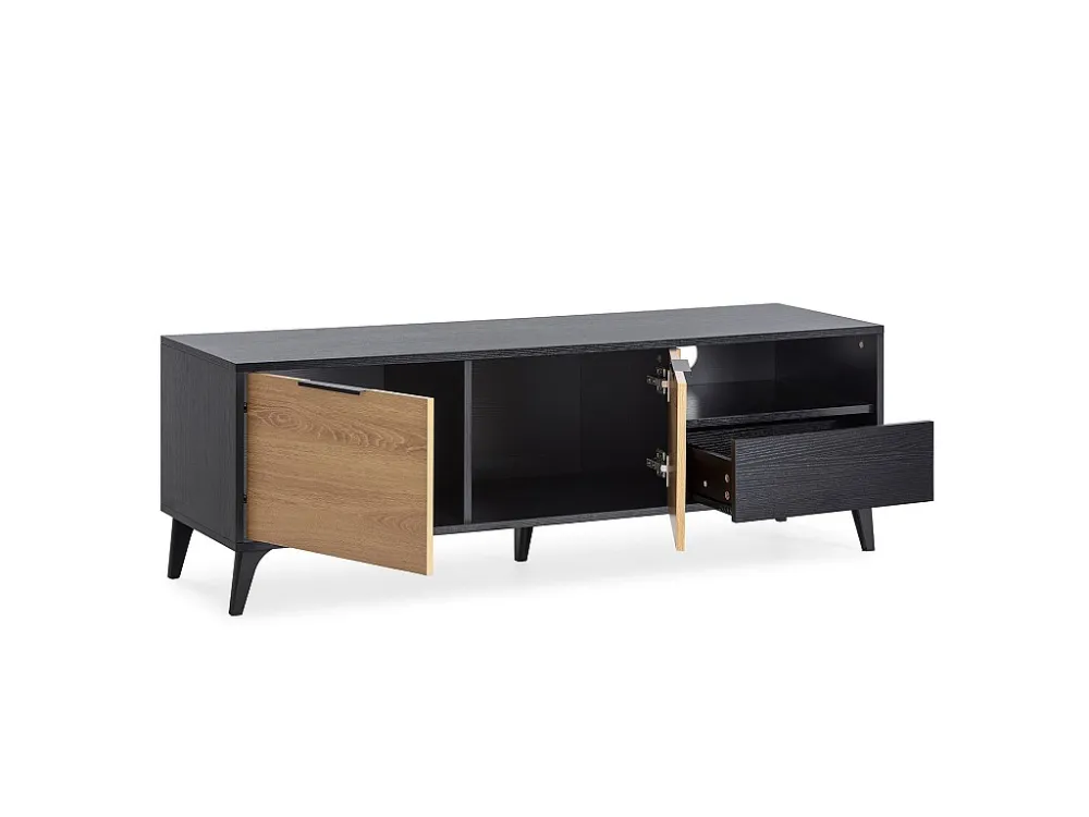 Tv-meubel Kalma 2 deuren 1 lade zwart/eiken VS Venta-stock