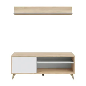 Tv-meubel Kiko 1 plank 1 deur, eiken/wit VS Venta-stock